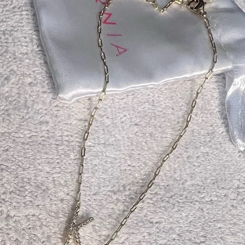 Adornia Gold Cubic Zirconia Pave Sideways Initial Anklet #46B - Picture 3 of 3